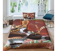 BuKhop Copripiumino Kung Fu panda,3D panda Set Di Biancheria Da Letto Per 3 Pezzi Copripiumino Con Motivo, Incluso Copripiumino E Federe Single(135x200cm)