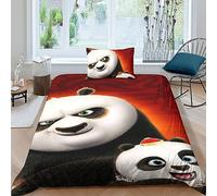 BuKhop Set Copripiumino Matrimoniale Con Kung Fu panda 3D, Biancheria Da Letto Per Bambini E Adulti Copripiumino Single(135x200cm)