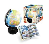 BUKI France - Globo Terrestre 20 cm per Bambini - Scoperta Paese, Città, Oceani e Fiumi - Base Nero Opaco - Istruzioni illustrate con 130 Foto - Educativo da 6 Anni