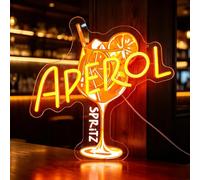bukolico Aperol - Targa al neon a LED da cocktail, dimmerabile tramite USB, colore arancione, lampada da parete per pub, club, cocktail, feste, uomini e donne, ideale come regalo