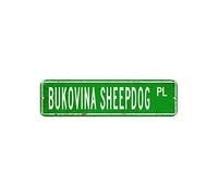 Bukovina Sheepdog Cartello stradale amante dei cani Targa in metallo 7,6 x 30,5 cm personalizzata facile da montare Targa in metallo alla moda decorazione da parete per casa bar negozio uomo grotta