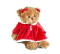Bukowski Design Ab, Celine, Orsetta di Peluche con Abito in Velluto Rosso Natalizio, (Altezza 35 centimetri)