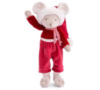 Bukowski Design AB Christmas Henry, Topolino di Peluche Grigio con Salopette in Velluto Rossa, Altezza 30cm