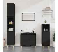 BUKSCYJS Armadietto Da Bagno,Mobili Da Bagno Sospesi,Lavandino Bagno Con Mobiletto Adatto Per Bagni, Toilette, Ambienti Interni Nero 65x33x60 Cm In Legno Multistrato