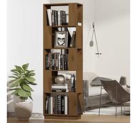 BUKSCYJS Libreria,Libreria Moderna Da Terra A Soffitto, Libreria A Scala Cubica Adatta A Soggiorno, Ufficio, Salotto, Studiodivisorio Miele 51x25x163,5 Cm Legno Massello