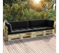BUKSCYJS Set di sedie da giardino, mobili da giardino, set da 2 posti, con cuscino, in legno di pino impreziosito, adatto per giardino, terrazza, soggiorno, ufficio, esterno