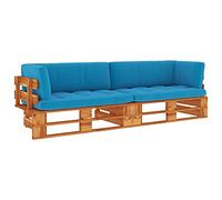 BUKSCYJS Set di sedie da giardino, mobili da giardino, set di mobili da balcone, 2 posti, con cuscino, marrone miele, pino, adatto per giardino, terrazza, soggiorno, ufficio, esterno