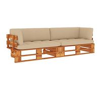 BUKSCYJS Set di sedie da giardino, mobili da giardino, set di mobili da balcone, 2 posti, con cuscino, marrone miele, pino, adatto per giardino, terrazza, soggiorno, ufficio, esterno