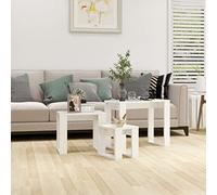 BUKSCYJS Tavolini Impilabili 3 pz Bianco Lucido in Legno Multistrato Tavolino soggiorno per uffic