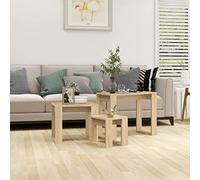 BUKSCYJS Tavolini Impilabili 3 pz Rovere Sonoma in Legno Multistrato Tavolino piccolo per appartamento
