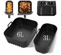 Bukuhlio 2 Pezzi Accessori Friggitrice ad Aria per Philips Dual Basket Air Fryer 9L, Silicone Teglia per Friggitrice ad Aria per Accessori Philips NA350