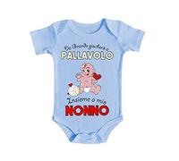 Bulabadoo Body da neonato Pallavolo Nonno - Da Grande giocherò a Pallavolo - Insieme a mio Nonno - Pallacanestro - Pagliaccetto - idea regalo