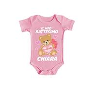Bulabadoo Body Neonata - NOME DATA Personalizzati - Il mio Battesimo - Orsetto - Cuore - Tenera - Femminuccia - Madrina - Padrino - Bimba - Neonati - Idea Regalo