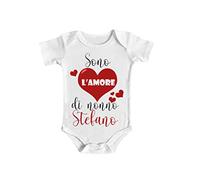 Bulabadoo Body Neonato con Scritte - Sono L'amore di Nonno [ PERSONALIZZA NOME ] - Nonno - Nonnino - Cuore - Nipotino - Bimbo - Festa Nonni Regalo - Nipotina - Body