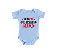 Bulabadoo Body Neonato Fratellino [Personalizzabile] - Io Amo mio Fratello [NOME] - Body simpatico Fratello - Body in Cotone - Body da Bimbo Personalizzabile - Idea regalo Neonato