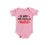 Bulabadoo Body Neonato Fratellino [Personalizzabile] - Io Amo mio Fratello [NOME] - Body simpatico Fratello - Body in Cotone - Body da Bimbo Personalizzabile - Idea regalo Neonato
