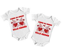 Bulabadoo Body Neonato Gemelli - Set di Due Body Neonato per Gemelli - Maschietti Siamo gli amori della Mamma - Idee Regalo per Neonati