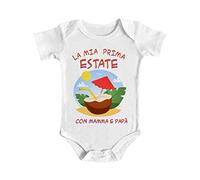 Bulabadoo Body Neonato - Maschietto - Femminuccia - Papà Mamma Bimbo - La mia Prima Estate - in Vacanza - Spiaggia - Primo anno - Baby - Piccolo - Idee Regalo