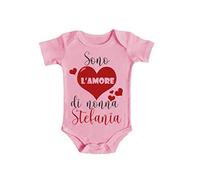 Bulabadoo Body Neonato Personalizzato con Nome - Modello Intimo Sgambato Sono l'Amore della Nonna - In Cotone Leggero per Uso Diurno - Regalo Nascita Unisex per Bimbo e Bimba