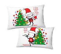 Bulabadoo Coppia Federe Natale Personalizzabili - Federa Cuscino - Natalizia - A natale il nostro amore è ancora più bello - Innamorati - Idee Regalo