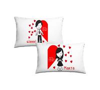 Bulabadoo Coppia Federe SanValentino Personalizzate - Fatti l'Uno per l'Altro [ PERSONALIZZA NOMI] - Federe Cuscino Letto Matrimoniale - Amore - Lui Lei - Innamorati - Idee Regalo Casa