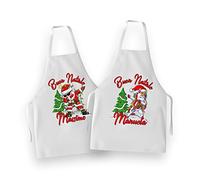 Bulabadoo Coppia Grembiuli Natale - Nomi Personalizzabili - [ PERSONALIZZA Nomi] -Unicorn Dance - Santa Claus Dance - Grembiuli per Cucinare- Innamorati - Idee Regalo