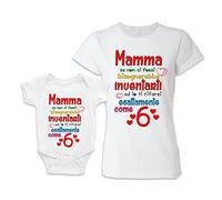 Bulabadoo Coppia Maglietta Body Neonato - Mamma se Non Ci fosssi bisognerebbe inventarti - Body con Scritte - Divertenti - Baby - Bebè - tenberezza - Festa Mamme - Idea Regalo