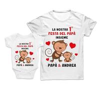 Bulabadoo Coppia tshirt Uomo Body Neonato Nome Personalizzabile Scimmiette Monkeys Festa Papà Insieme Padre Bimbo