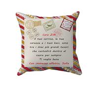 Bulabadoo Cuscino Dedica Zia Personalizzato - Tuo Sorriso - Carezze - Baci - Zietta - Nipote - Con affetto - Lettera - Cuscini con scritta - Cartolina - Regalo