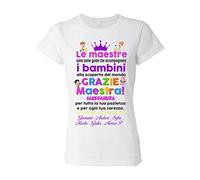 Bulabadoo Maglietta Grazie Maestra - Nome della Maestra - Firme Bambini - Le maestre Sono Come Guide - Insegnanti Alunni- Regalo Maestre Fine Anno