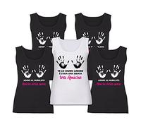 Bulabadoo Pacchetto Canotte Addio Nubilato Se*y Sposa Te Lo giuro Amore è Stata Una Serata tra Amiche Pack Set Coordinato Canotta Donna Divertente Simpatica Party Festa Nubilato