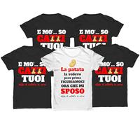 Bulabadoo Pacchetto Magliette Addio al Celibato Patata Ora Che Mi Sposo e mo' so ca… Tuoi Set T-Shirt Divertenti Amici dello Sposo