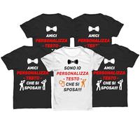 Bulabadoo Pacchetto Magliette Addio Celibato Testo Personalizzato Sposo e Amici Festa Set Tshirt con Scritte Divertenti
