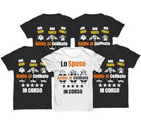 Bulabadoo Set Magliette Addio al Celibato Amici e Sposo Le 3 Scimmiette Non Vedo Sento Parlo Pacchetto Tshirt Divertenti Festa Celibato