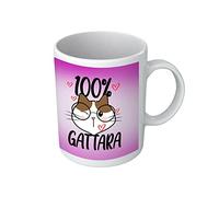 Bulabadoo Tazza Gatto - 100% Gattara - Tazze Divertenti - Gatti - Tazze in Ceramica - Frasi Simpatiche - Idea Regalo Amiche