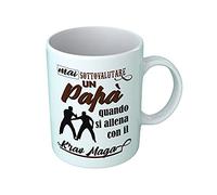Bulabadoo Tazza Papà Krav Maga Mai Sottovalutare Un Papà quando si allena con il Krav Maga Krav Maga Papà Tazze Gadget Padre Tazza Festa del Papà Idea Regalo