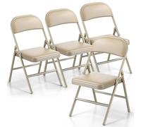 BULAGE Set di 4 Sedie Pieghevoli Imbottite, da Campeggio Balcone Giardino, Sedie impilabili da Interno, Sedie Pieghevoli da Esterno, Sedie cucina fino a 158 kg, Cachi