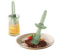 BULANGDE Oliera Vetro 200ml con Pennello Cucina Silicone,Spazzola Pasticceria Alimentare Barbecue Resistente Temperature BBQ Basting Cooking Brush Contenitore Dosatore Bottiglia per Olio (Verde)