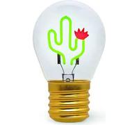 Legami - Lampada da Tavolo a forma di Lampadina, Ricaricabile con Cavo USB, Senza Fili, Bulb Fiction, Tema Cactus, 6.8 x 10.3 cm