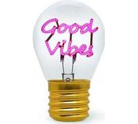 Legami - Lampada da Tavolo a forma di Lampadina, Ricaricabile con Cavo USB, Senza Fili, Bulb Fiction, Tema Good Vibes, 6.8 x 10.3 cm
