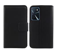 Bulbior Vera Pelle Case per Oppo A16 / A16S / A54S / A56 5G 6.52" Genuine Flip Cover TPU Silicone Custodia Caso Guscio Protettiva Portafoglio (Nero)