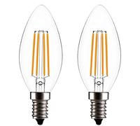 Bulbright candelabro LED dimmerabile, C35 6 W LED filamento candela lampadina, attacco E14, bianco caldo 2700 K, lampadina LED 50 W equivalente, 220 - 240 VAC, 2 confezione, Clear Glass, E14, 6.00W