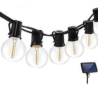 Bulbright LED Solar String Lights Outdoor 26Ft Waterproof Hanging Lights with 25 Shatterproof Bulbs & 4 Light Modes, Outside Backyard Lights for Patio Market Bistro Porch Cafe Decor (26FT (25 BULBS))