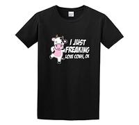 bulei I Just Freaking Love Cows Ok Funny Cow Farm Cattle Unisex 100% Cotton Short-Sleeve T-Shirts Black L