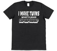 bulei I Make Twins What's Your Superpower ? Unisex 100% Cotton Short-Sleeve T-Shirts Black XL