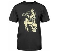 bulei Kreepsville Elvira Mistress of The Dark Comic Skull Goth Punk Unisex 100% Cotton Short-Sleeve T-Shirts Black M