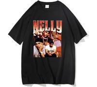 bulei Nelly Graphic Rapper 90S Vintage Casual Unisex 100% Cotton Short-Sleeve T-Shirts Black XL