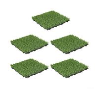Bulevisiter 5 piastrelle in erba artificiale ad incastro, autodrenanti, per giardino, patio, balcone, terrazza, tutto l'anno, superfici verdi realistiche, 30 x 30 cm