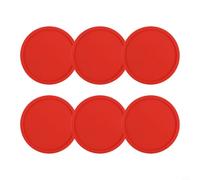Bulevisiter 6 tappetini antiscivolo in silicone per uso domestico, bar, cucina, sottobicchieri rotondi con bordi rialzati per fuoriuscite e graffi, (rosso)