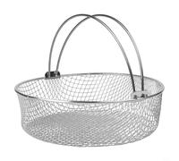 Bulevisiter Accessori per friggitrice ad aria, cestino per alimenti in rete traspirante, 21 x 21 x 6 cm, per modelli da 6 QT e 8QT e adatto a oltre 22 cm, con manico pieghevole, cestino per cottura a
